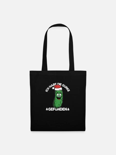 Ich habe die Gurke Gefunden Weihnachtsgurke - Stoffbeutel - Schwarz