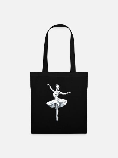 Low Poly Ballerina - Ballett Design - Stoffbeutel - Schwarz