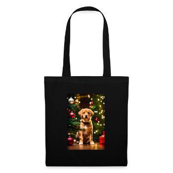Lustig Hund Weihnachten Weihnachtsbaum Geschenk - Stoffbeutel - Schwarz - Vorne