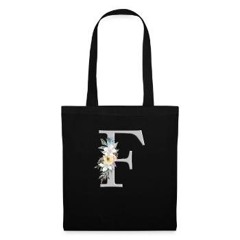 Personalisierbar Monogramm Watercolour Floral F - Stoffbeutel - Schwarz - Vorne