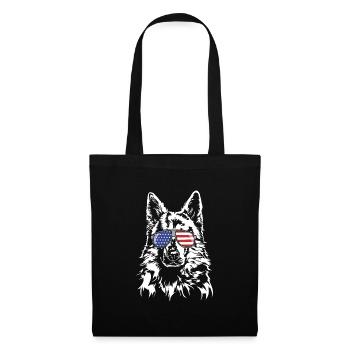 WEISSER SCHWEIZER SCHAEFERHUND Amerika Fahne Hunde - Stoffbeutel - Schwarz - Vorne