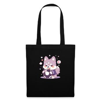 Chien de football mignon - Conception de football de chien drôle - Sac en tissu - noir - Devant