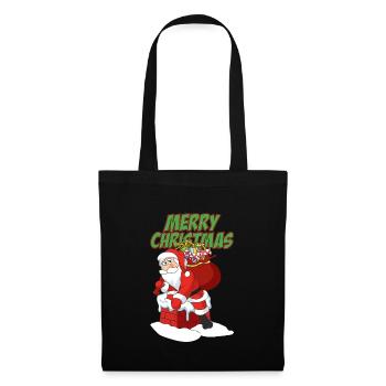 Lustiger Weihnachtsmann Santa Claus Weihnachten - Stoffbeutel - Schwarz - Vorne