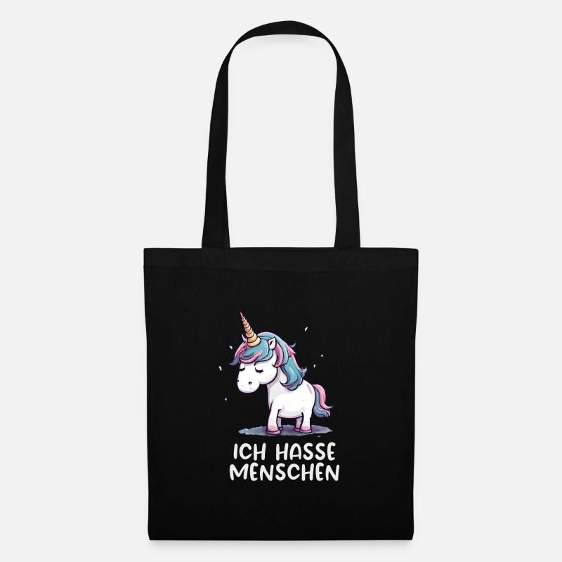 Ich hasse Menschen - Trauriges Einhorn Edition - Stoffbeutel - Schwarz