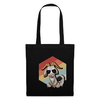 Chèvre rétro cool avec lunettes de soleil - Sac en tissu - noir - Devant