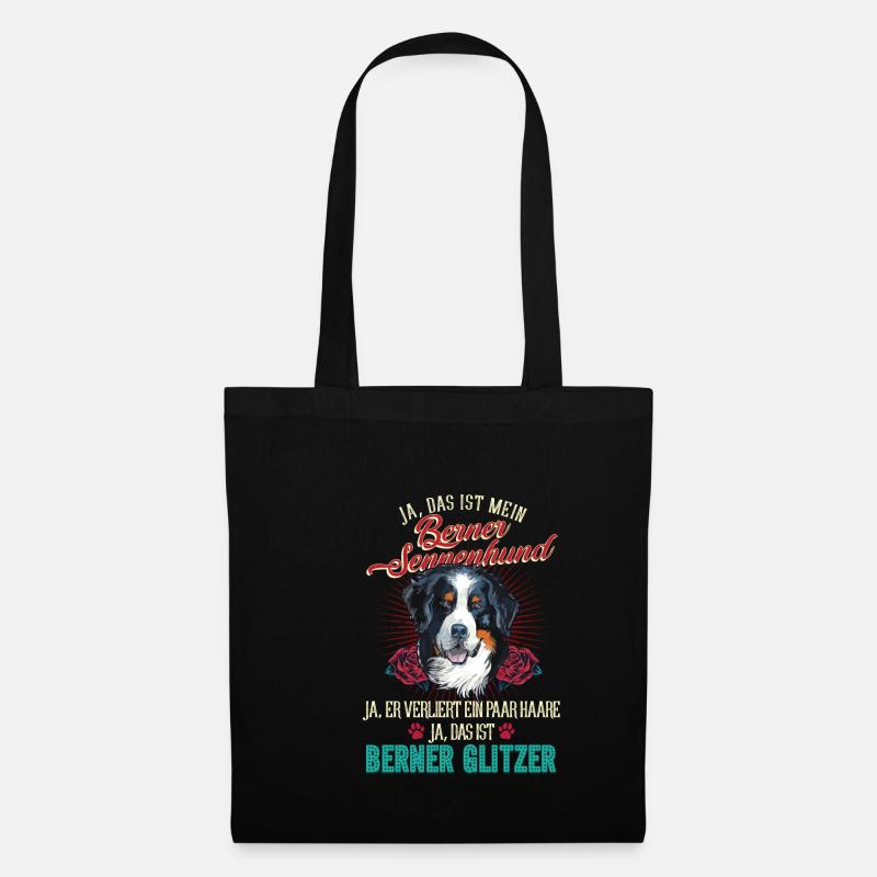Berner Sennenhund Glitzer Haare - Stoffbeutel - Schwarz