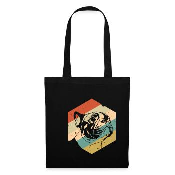 Retro Vintage Mops - Stoffbeutel - Schwarz - Vorne