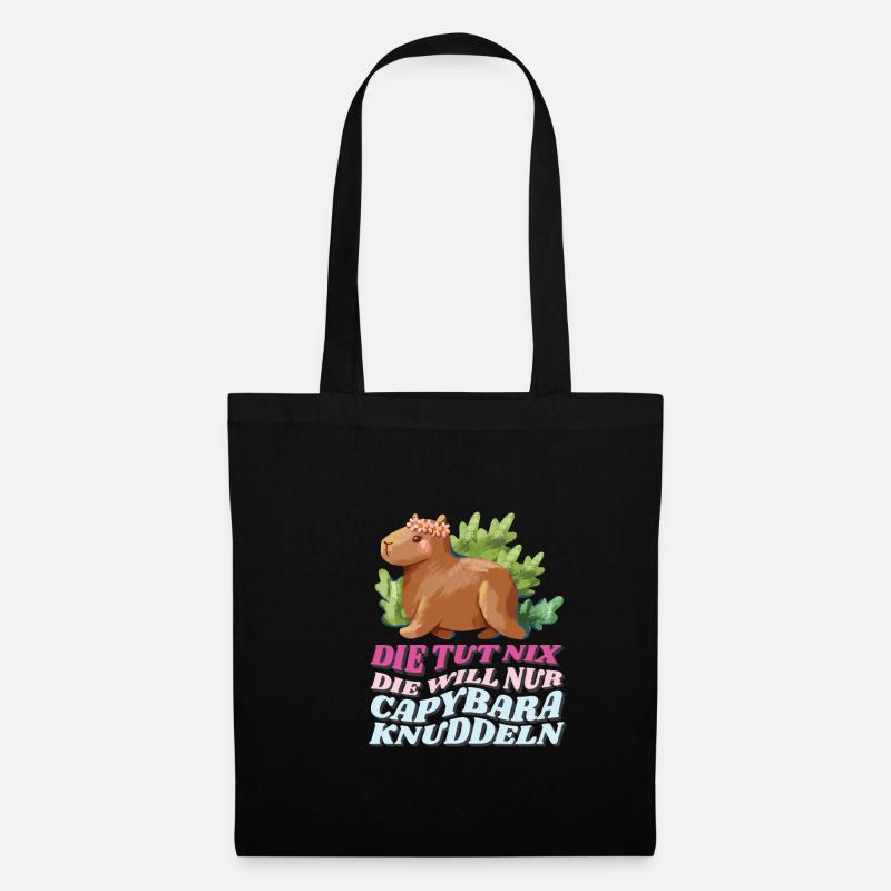Die tut nix die will nur Capybara knuddeln Capy - Stoffbeutel - Schwarz