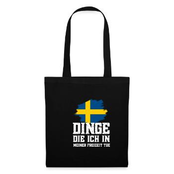 Dinge in Freizeit Schweden Flagge Urlaub Geschenk - Stoffbeutel - Schwarz - Vorne