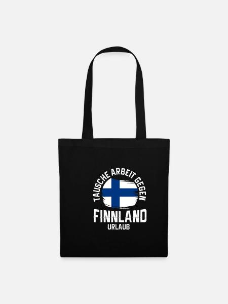 Tausche Arbeit gegen Finnland Urlaub Geschenk - Stoffbeutel - Schwarz