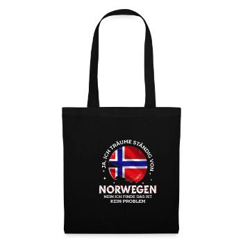 Träume von Norwegen Urlaub Geschenk - Stoffbeutel - Schwarz - Vorne