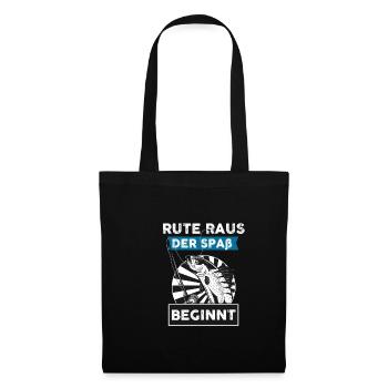 Rute raus der Spaß beginnt Angel Fischen Geschenk - Stoffbeutel - Schwarz - Vorne