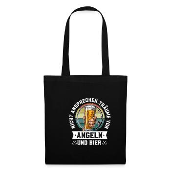 Träume von Angeln und Bier Angel Urlaub Fischen - Stoffbeutel - Schwarz - Vorne