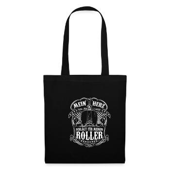 Mein Herz für Roller Motorroller Scooter Geschenk - Stoffbeutel - Schwarz - Vorne