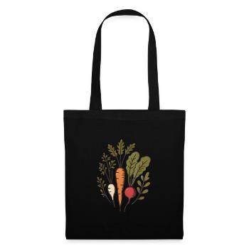 Vegan Roots Carrot Radish Design - Tote Bag - black - Front