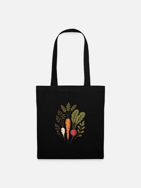 Vegane Wurzeln Karotten-Radieschen-Design - Stoffbeutel - Schwarz