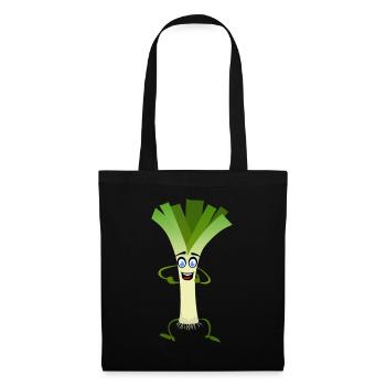 leeks vegetable smile drawing humor fun funny - Tote Bag - black - Front