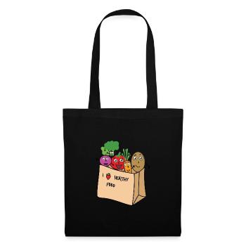 I love healthy Food - Stoffbeutel - Schwarz - Vorne