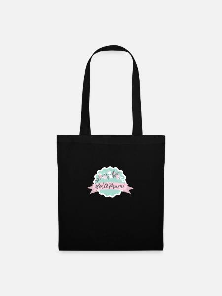 Beste Mami! Blumen Design - Stoffbeutel - Schwarz
