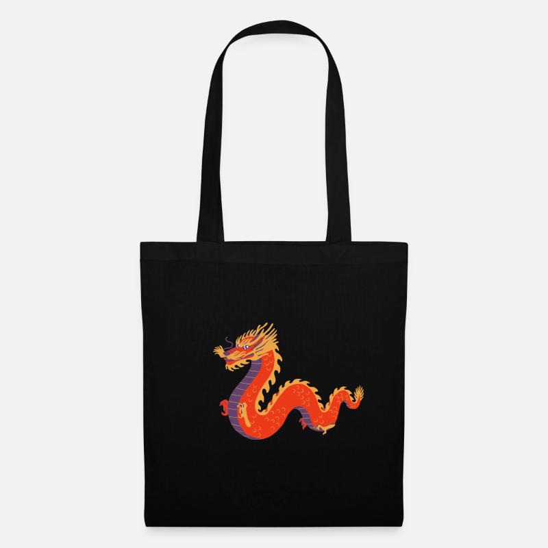 Drache Asiatisch - Stoffbeutel - Schwarz