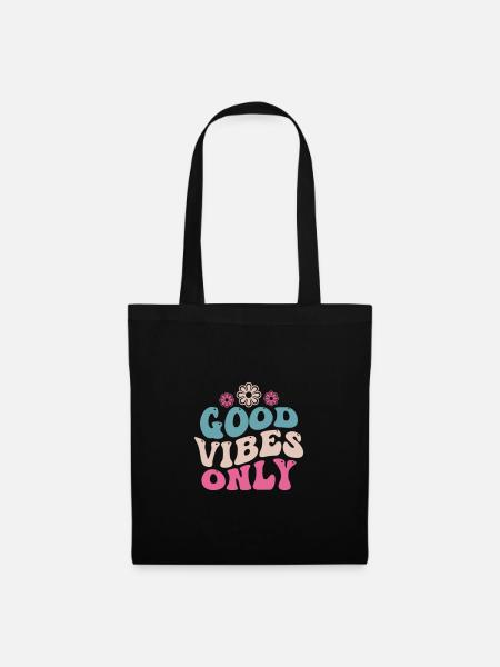 GUTE SCHWINGUNGEN RETRO HIPPIE LIEBE 70s GESCHENK - Stoffbeutel - Schwarz