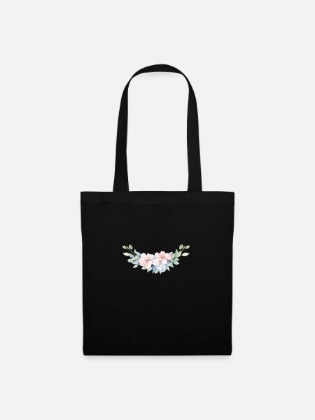 Bouquet floral, bleu, rose personnalisable - Sac en tissu - noir