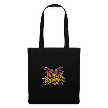 J’adore le batteur - j’adore la batterie - Sac en tissu - noir - Devant