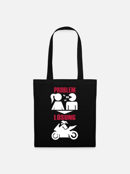 Motorrad Geschenk für Bikerin mit Spruch - lustig - Stoffbeutel - Schwarz