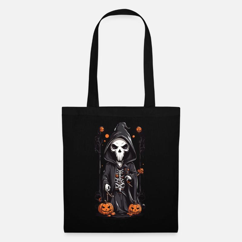 Gruseliges Halloween Sensenmann Skelett Design - Stoffbeutel - Schwarz