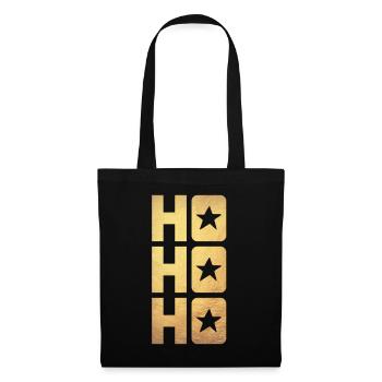 HO HO HO Gold Weihnachten Xmas Advent Luxus Stern - Stoffbeutel - Schwarz - Vorne