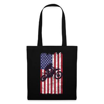 Drapeau américain du vélo de cross, - Sac en tissu - noir - Devant