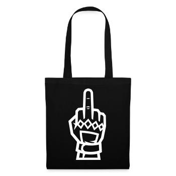 Mittelfinger Handschuh Weiß Kontur Symbol - Stoffbeutel - Schwarz - Vorne