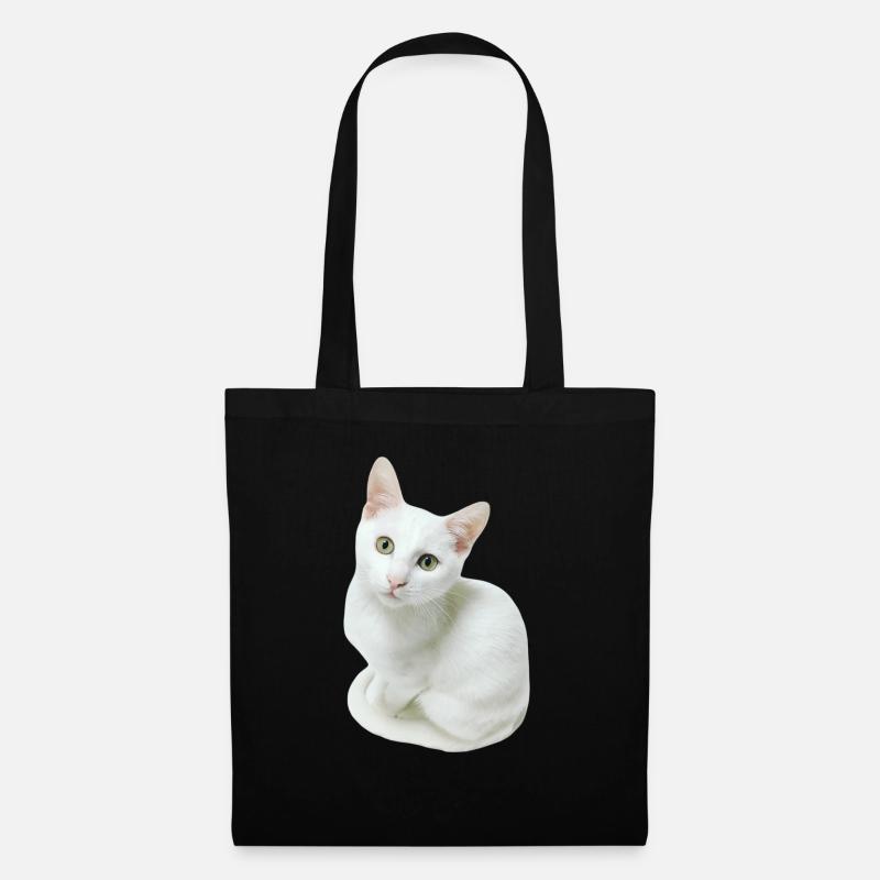 Chat blanc - Sac en tissu - noir
