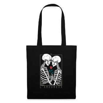 Squelette embrasse squelette Amour Romance - Sac en tissu - noir - Devant