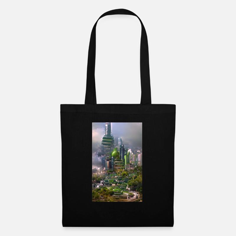 Green city - Stoffbeutel - Schwarz