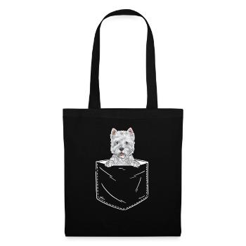 West Highland White Terrier Westie - Stoffbeutel - Schwarz - Vorne