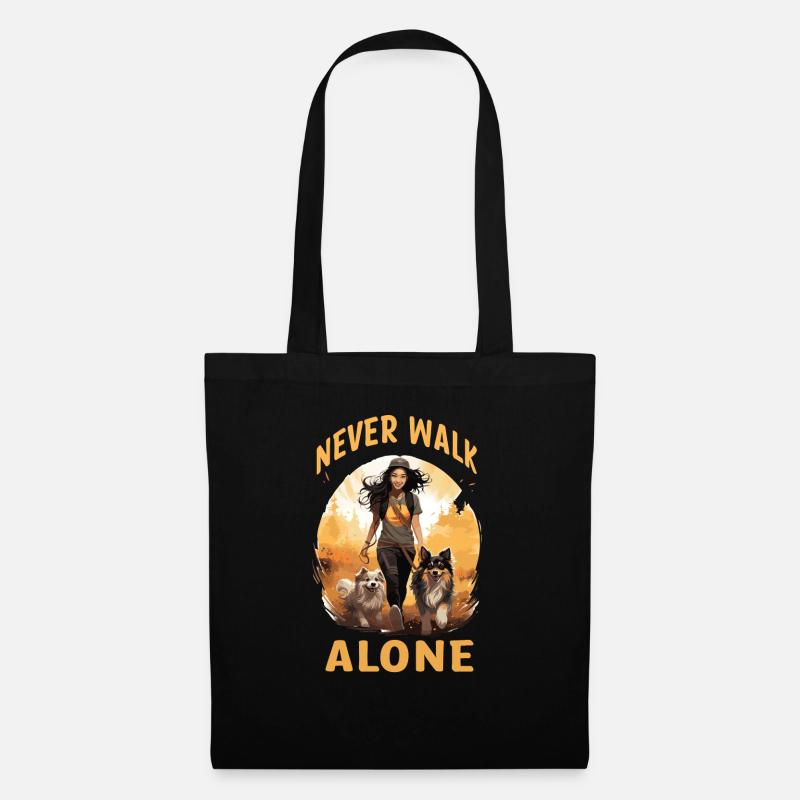 Never Walk Alone - Offizielles Hunde Gassi Shirt - Stoffbeutel - Schwarz