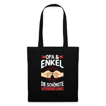 Großvater Opa und Enkel - Stoffbeutel - Schwarz - Vorne