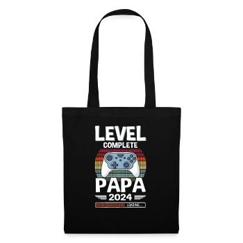 Level Complete Papa 2024 Werdender Vater - Stoffbeutel - Schwarz - Vorne