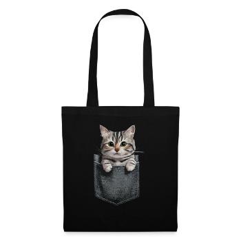 Orientalisch Kurzhaar Katze in der Tasche Geschenk - Stoffbeutel - Schwarz - Vorne
