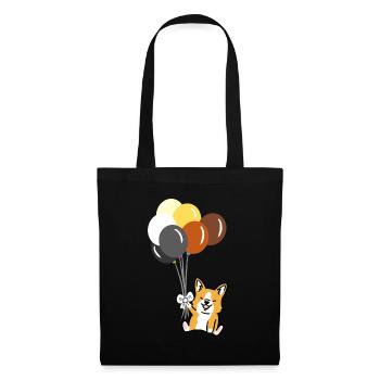 Corgi Ballon Gay Bear Pride - Stoffbeutel - Schwarz - Vorne