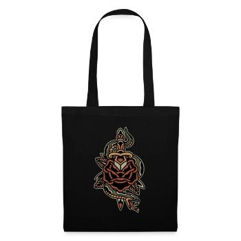 Style de tatouage Conception graphique Serpent avec poignard - Sac en tissu - noir - Devant