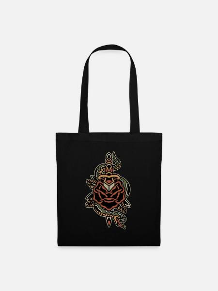 Tattoo Style Graphic design Snake with dagger - Stoffbeutel - Schwarz
