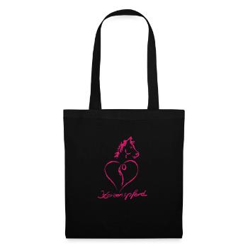 Cheval coeur cheval - Sac en tissu - noir - Devant