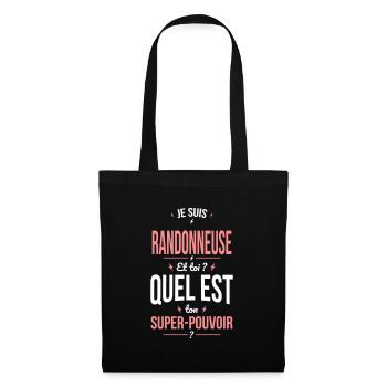 Je suis randonneuse - Super-pouvoir - Sac en tissu - noir - Devant