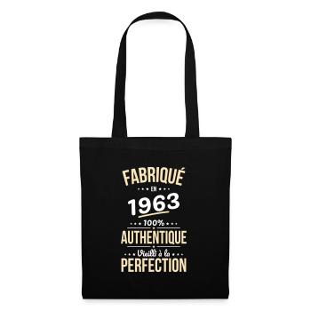 Anniversaire 60 ans - Fabriqué en 1963 - Sac en tissu - noir - Devant