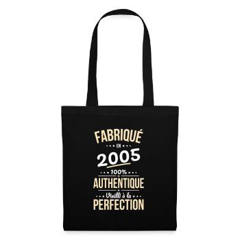 Anniversaire 20 ans - Fabriqué en 2005 - Sac en tissu - noir - Devant