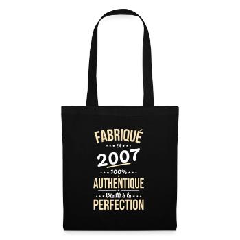 Anniversaire 18 ans - Fabriqué en 2007 - Sac en tissu - noir - Devant