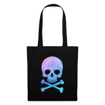 Trendy & Cool Watercolor Hipster Skull / Totenkopf - Stoffbeutel - Schwarz - Vorne