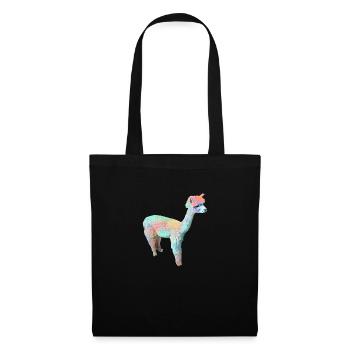 Alpaka, Llama, lama, beige,graffiti,bunt,pastell - Stoffbeutel - Schwarz - Vorne